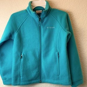 Columbia Turquoise Teal Soft Fleece Mock Neck Zip Up Long Sleeve C54